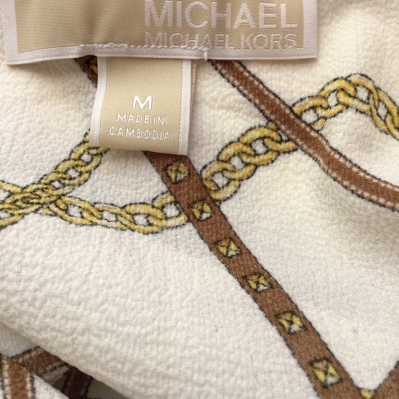Michael Michael Kors wrap top women’s size medium ivory Chan print snap front - Picture 4 of 5